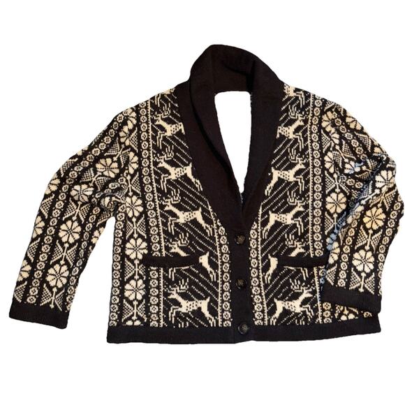 The Great Cardigan Womens Sz 1 Chalet Lodge Faire Isle Black And White Cardigan - Picture 10 of 10
